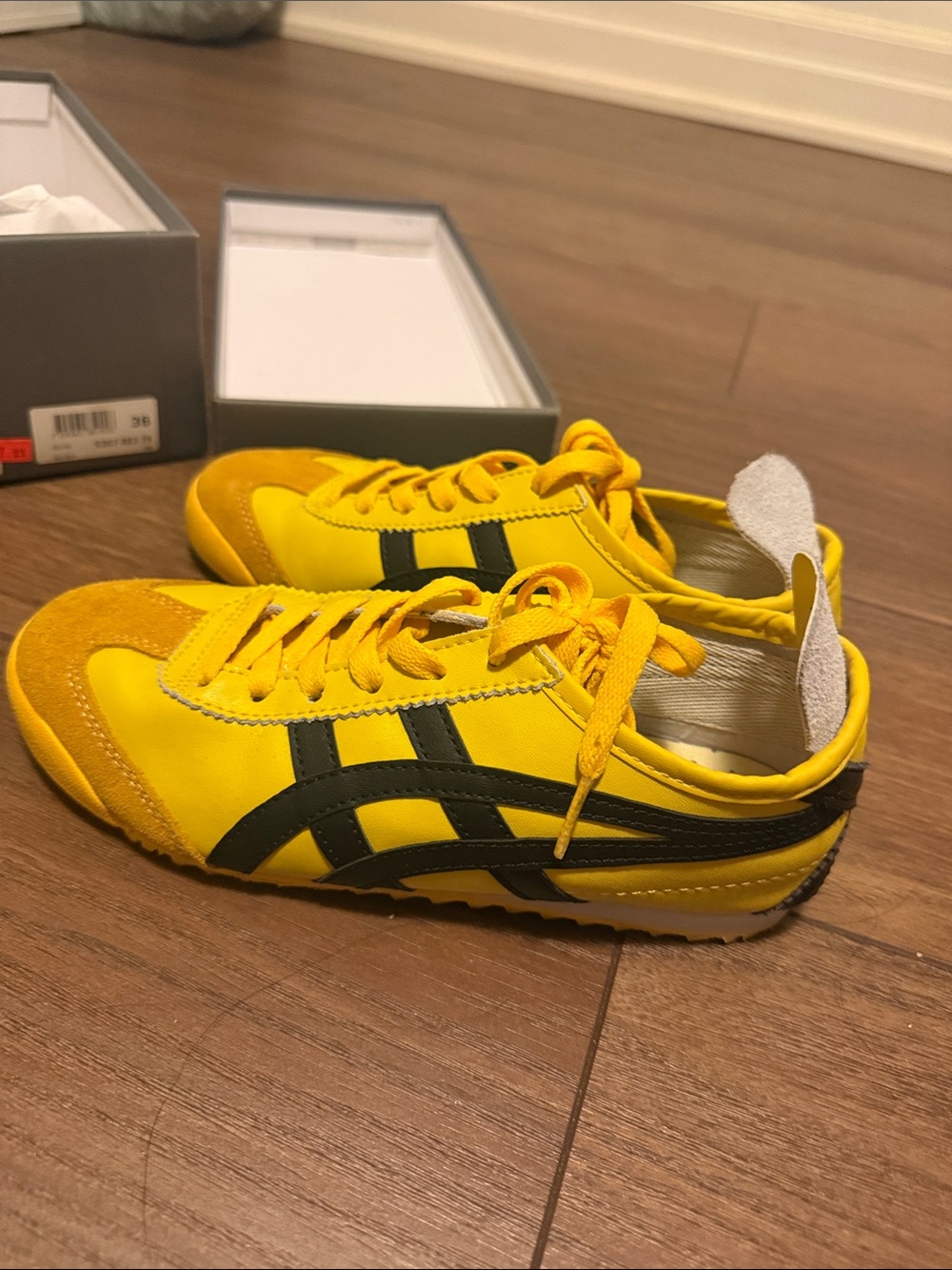 Onitsuka Tiger by Asics Yellow Kids Sneakers with Black Stripes